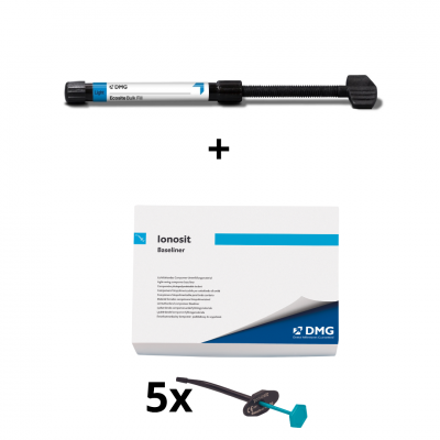DMG Ecosite bulk fill kompozit + 5x špric Ionosit Baseliner
